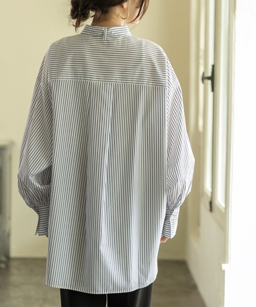 OPAQUE.CLIP（オペークドットクリップ）の「◆2way ボリュームスリーブオーバーボウタイシャツ 【洗濯機洗い可】（シャツ/ブラウス・レディース・ブルー系7/ブラック/ホワイト系3/オフホワイト・00）」の16枚目の写真