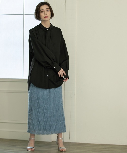 OPAQUE.CLIP（オペークドットクリップ）の「◆2way ボリュームスリーブオーバーボウタイシャツ 【洗濯機洗い可】（シャツ/ブラウス・レディース・ブルー系7/ブラック/ホワイト系3/オフホワイト・00）」の6枚目の写真