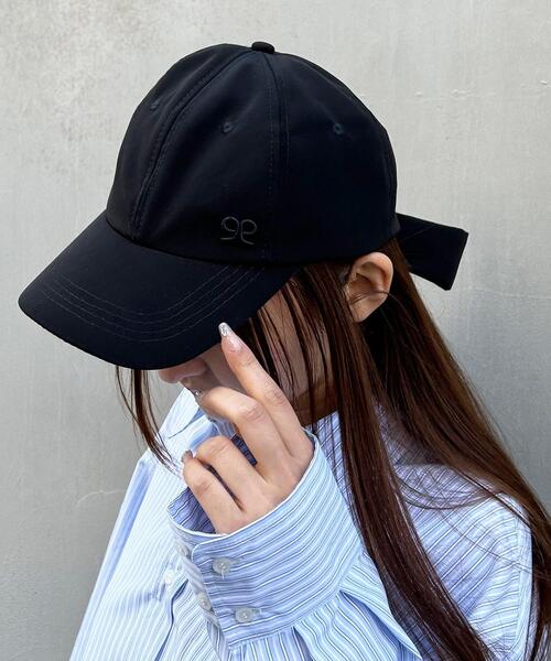 INGNI（イング）の「リボンキャップ（キャップ・レディース・ブラック/オフホワイト/ピンク・ONE SIZE）」の3枚目の写真