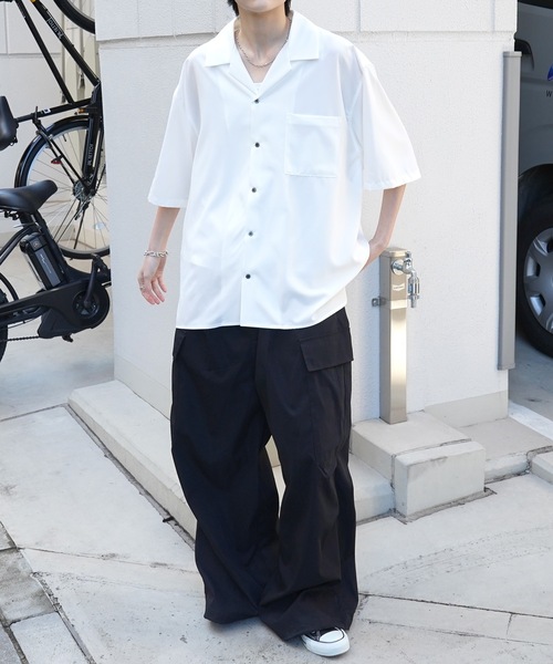 Confirm（コンファーム）の「25SS 4WAYストレッチ オープンカラールーズシャツ ユニセックス【Confirm】（シャツ/ブラウス・メンズ・ホワイト/ライトグレー/ベージュ/ミント/ブラック/サックスブルー/ブルーグリーン/チャコールグレー・S/M/L）」の11枚目の写真