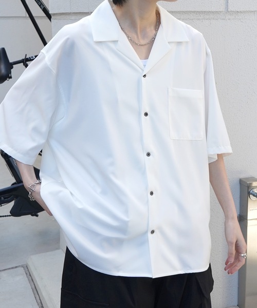 Confirm（コンファーム）の「25SS 4WAYストレッチ オープンカラールーズシャツ ユニセックス【Confirm】（シャツ/ブラウス・メンズ・ホワイト/ライトグレー/ベージュ/ミント/ブラック/サックスブルー/ブルーグリーン/チャコールグレー・S/M/L）」の15枚目の写真