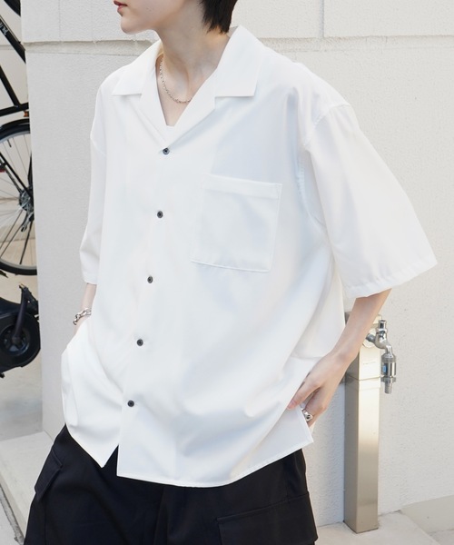 Confirm（コンファーム）の「25SS 4WAYストレッチ オープンカラールーズシャツ ユニセックス【Confirm】（シャツ/ブラウス・メンズ・ホワイト/ライトグレー/ベージュ/ミント/ブラック/サックスブルー/ブルーグリーン/チャコールグレー・S/M/L）」の17枚目の写真