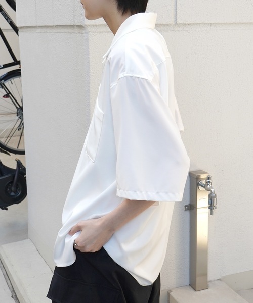 Confirm（コンファーム）の「25SS 4WAYストレッチ オープンカラールーズシャツ ユニセックス【Confirm】（シャツ/ブラウス・メンズ・ホワイト/ライトグレー/ベージュ/ミント/ブラック/サックスブルー/ブルーグリーン/チャコールグレー・S/M/L）」の18枚目の写真