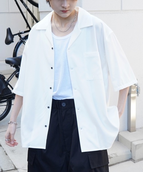 Confirm（コンファーム）の「25SS 4WAYストレッチ オープンカラールーズシャツ ユニセックス【Confirm】（シャツ/ブラウス・メンズ・ホワイト/ライトグレー/ベージュ/ミント/ブラック/サックスブルー/ブルーグリーン/チャコールグレー・S/M/L）」の22枚目の写真