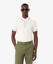 LACOSTE（ラコステ）の「オーガニックコットン ストレッチ鹿の子 配色パイピング比翼ポロシャツ（ポロシャツ）」