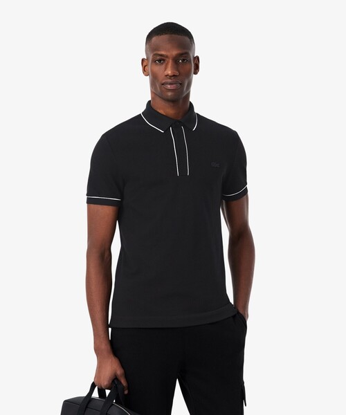 LACOSTE(ラコステ)の「オーガニックコットン ストレッチ鹿の子 配色パイピング比翼ポロシャツ(ポロシャツ・メンズ・ホワイト/ネイビー/ライトブルー/モスグリーン/ブラウン/オフホワイト/サックスブルー/ブラック・3/4/5/2/6)」の4枚目の写真