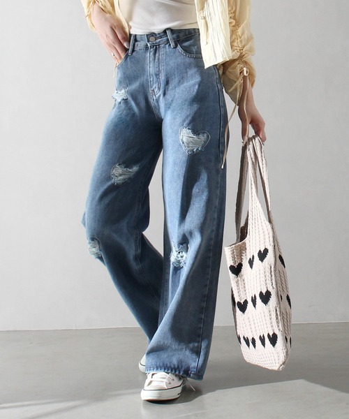 SpRay（スプレイ）の「ハートジャガードトートバッグ（トートバッグ・レディース・アイボリー/ベージュ/グリーン/ホワイト系その他/ブルー/ブラック・FREE）」の11枚目の写真