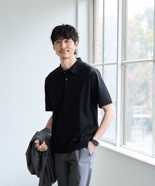 coen(コーエン)の「【RONEL】クリアニットポロシャツ(ポロシャツ・メンズ・オフホワイト/ブラック/ライトグレー・S/M/L/XL)」の4枚目の写真