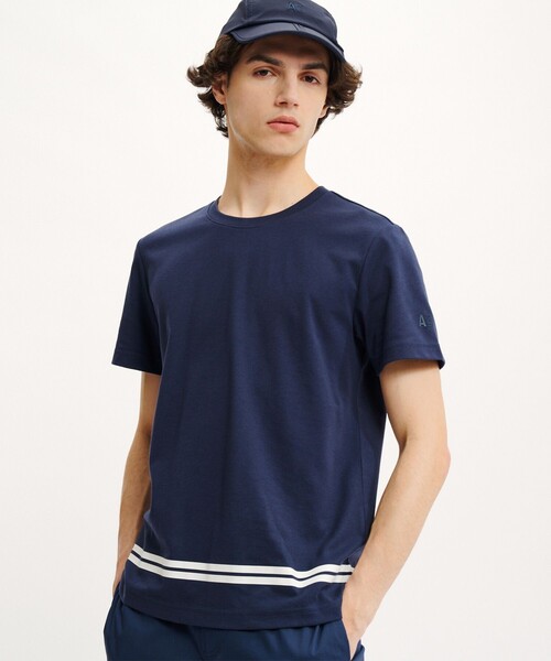 AIGLE(エーグル)の「UVカット 吸水速乾 ダブルバンドクルーネック 半袖Tシャツ(Tシャツ/カットソー・メンズ・ホワイト/ブルー/レッド/ネイビー・M/S/XL/L)」の3枚目の写真