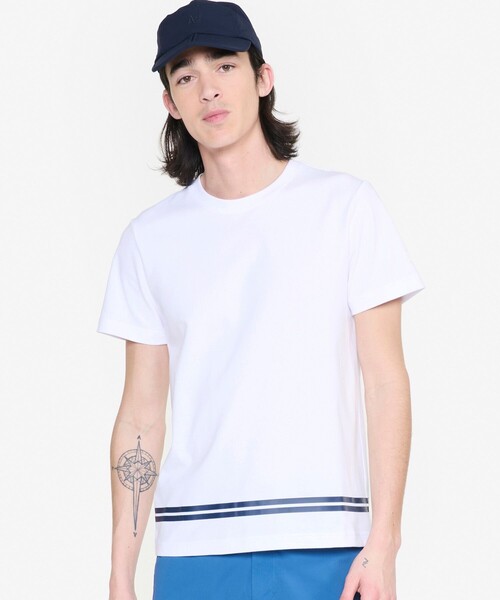 AIGLE(エーグル)の「UVカット 吸水速乾 ダブルバンドクルーネック 半袖Tシャツ(Tシャツ/カットソー・メンズ・ホワイト/ブルー/レッド/ネイビー・M/S/XL/L)」の2枚目の写真
