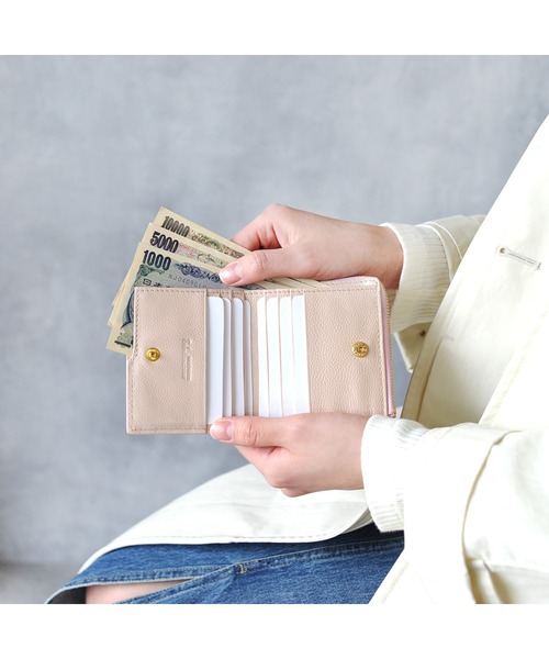 JOYA(ジョヤ)の「バイカラー牛革 ミニ二つ折り財布(財布・レディース・ブラック/グレー/オレンジ/グリーン/ピンク/ブラック×ブルー・FREE)」の10枚目の写真