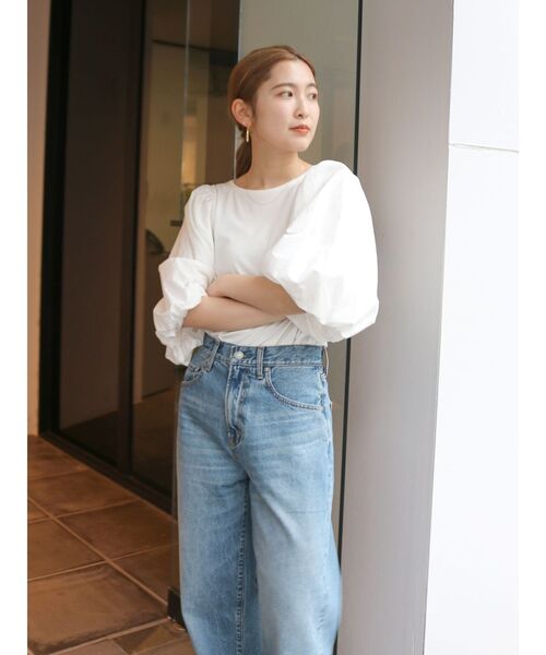 Ungrid(アングリッド)の「【WEB限定】パフスリーブドッキングブラウス(シャツ/ブラウス・レディース・ブラック/ベージュ/オフホワイト・FREE)」の14枚目の写真