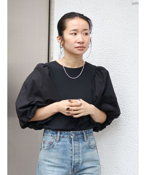 Ungrid(アングリッド)の「【WEB限定】パフスリーブドッキングブラウス(シャツ/ブラウス・レディース・ブラック/ベージュ/オフホワイト・FREE)」の18枚目の写真