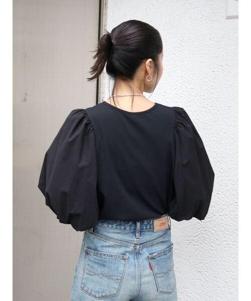 Ungrid(アングリッド)の「【WEB限定】パフスリーブドッキングブラウス(シャツ/ブラウス・レディース・ブラック/ベージュ/オフホワイト・FREE)」の20枚目の写真