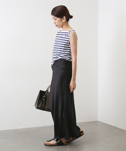 IENA（イエナ）の「《追加7》ダブルサテンスカート（スカート・レディース・ネイビー/ホワイト系その他/ブラック・34/40/38/36）」の5枚目の写真