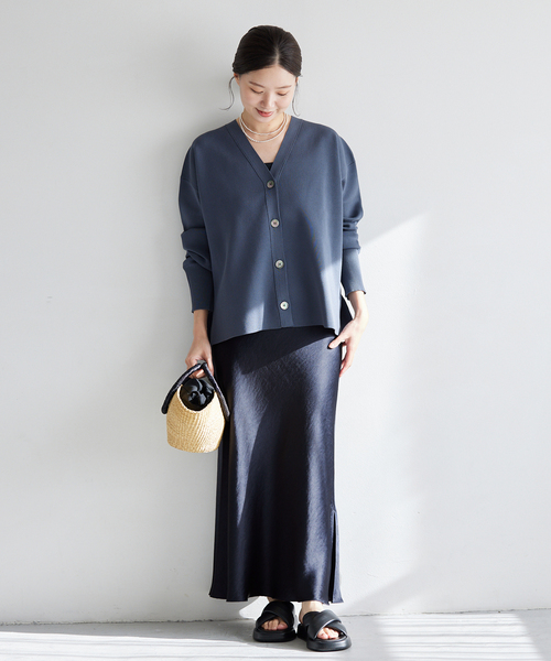 IENA（イエナ）の「《追加7》ダブルサテンスカート（スカート・レディース・ネイビー/ホワイト系その他/ブラック・34/40/38/36）」の8枚目の写真