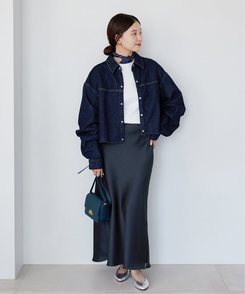 IENA（イエナ）の「《追加7》ダブルサテンスカート（スカート・レディース・ネイビー/ホワイト系その他/ブラック・34/40/38/36）」の9枚目の写真