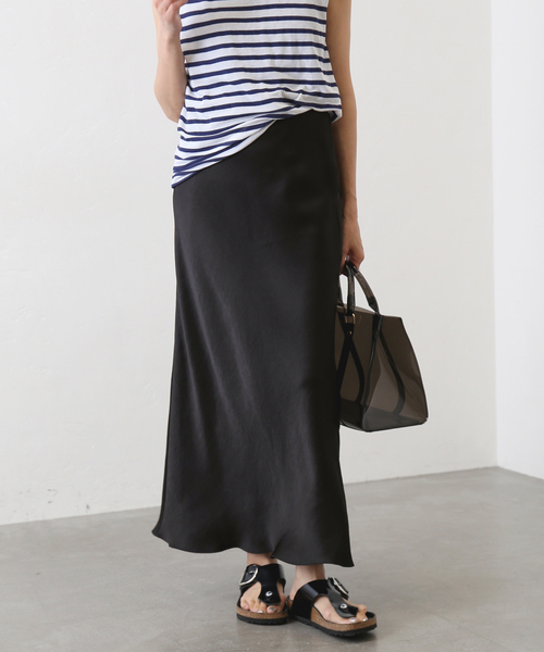IENA（イエナ）の「《追加7》ダブルサテンスカート（スカート・レディース・ネイビー/ホワイト系その他/ブラック・34/40/38/36）」の10枚目の写真