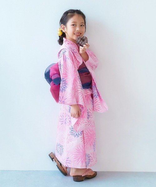 ワンピースにもなる セパレート浴衣 帯2本 4点セット（浴衣