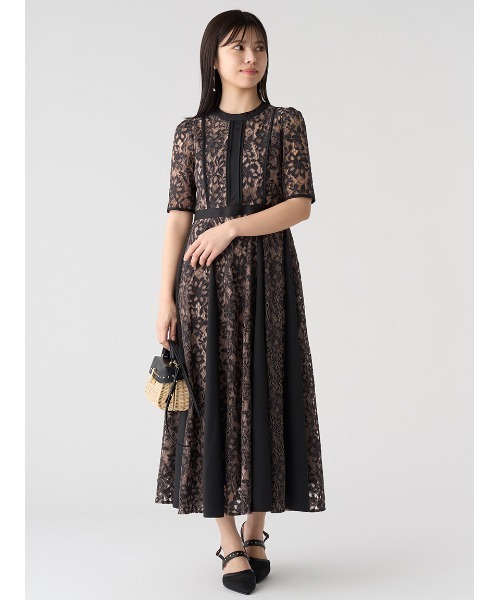 CELFORD ブラック レースドレス サイズ36 CELFORD セルフォード ドッキングデザインレースドレス ブラック