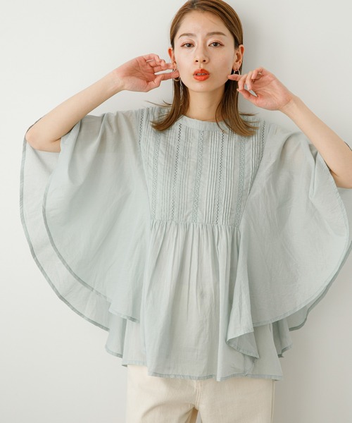 URBAN RESEARCH Sonny Label（アーバンリサーチサニーレーベル）の「ピンタックレースバタフライスリーブブラウス（シャツ/ブラウス・レディース・ミント/レモンイエロー/ブラック・FREE）」の14枚目の写真