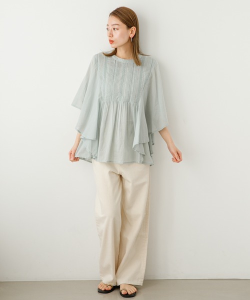 URBAN RESEARCH Sonny Label（アーバンリサーチサニーレーベル）の「ピンタックレースバタフライスリーブブラウス（シャツ/ブラウス・レディース・ミント/レモンイエロー/ブラック・FREE）」の18枚目の写真