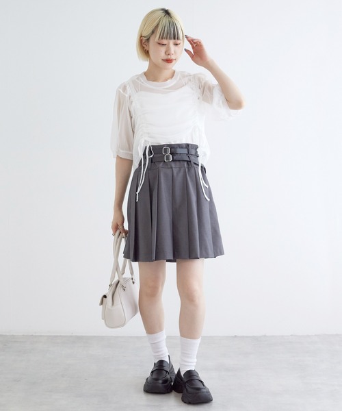 w closet（ダブルクローゼット）の「フロントドロストシアートップス（Tシャツ/カットソー・レディース・ブラック/オフホワイト/イエロー系その他/サックスブルー・FREE）」の5枚目の写真