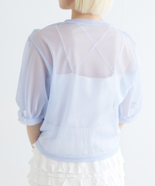 w closet（ダブルクローゼット）の「フロントドロストシアートップス（Tシャツ/カットソー・レディース・ブラック/オフホワイト/イエロー系その他/サックスブルー・FREE）」の16枚目の写真