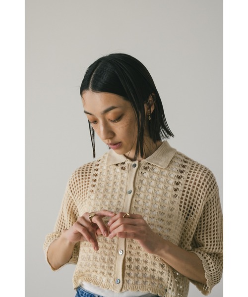 STYLEMIXER(スタイルミキサー)の「クロシェニットシャツ(ニット/セーター・レディース・ピンク/ベージュ/ブラック・FREE)」の13枚目の写真