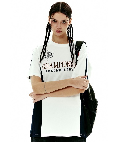 AMIRI チャンピオンシップオーバーサイズTシャツ スポーティ AMIRI | アミリ EAGLE OVERSIZED TEE BLACK (SRAMJYTE1209)