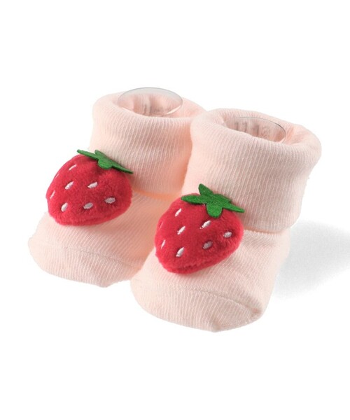 Decoration Strawberry KC ピンク ソックスおまけ付き ベビー】マスコット付き足型ソックス（ソックス/靴下）｜branshes
