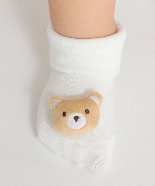 BRANSHES（ブランシェス）の「【ベビー】マスコット付き足型ソックス（ソックス/靴下・キッズ・アイボリー/ピンク・11-13cm/9-11cm）」の2枚目の写真