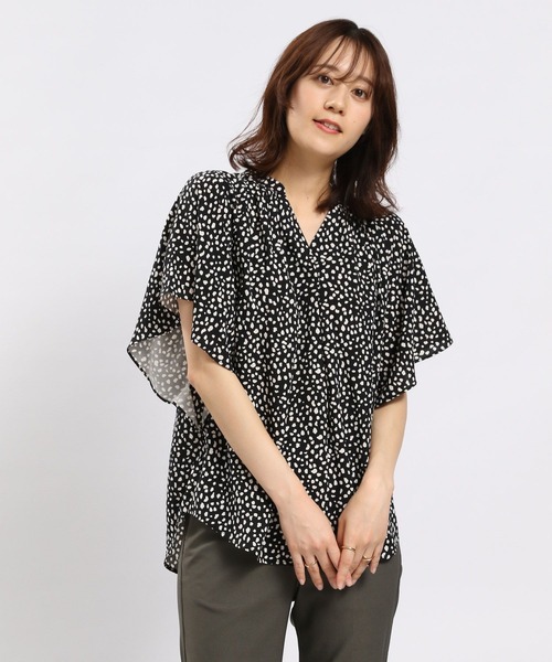 GLOBAL WORK Smile Seed Store（グローバルワーク スマイルシードストア）の「レーヨンスキッパーフレアブラウス/176129（シャツ/ブラウス・レディース・ホワイト系その他3/ホワイト系その他2/ブルー系その他/ホワイト系その他/グレー系その他/ホワイト系その他4/ホワイト系その他5/ブルー系その他2/チェック・SMALL/X-LARGE/LARGE/MEDIUM）」の4枚目の写真