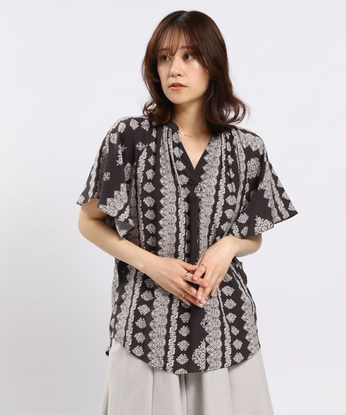 GLOBAL WORK Smile Seed Store（グローバルワーク スマイルシードストア）の「レーヨンスキッパーフレアブラウス/176129（シャツ/ブラウス・レディース・ホワイト系その他3/ホワイト系その他2/ブルー系その他/ホワイト系その他/グレー系その他/ホワイト系その他4/ホワイト系その他5/ブルー系その他2/チェック・SMALL/X-LARGE/LARGE/MEDIUM）」の6枚目の写真