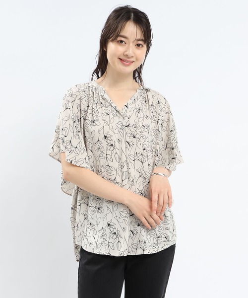 GLOBAL WORK Smile Seed Store（グローバルワーク スマイルシードストア）の「レーヨンスキッパーフレアブラウス/176129（シャツ/ブラウス・レディース・ホワイト系その他3/ホワイト系その他2/ブルー系その他/ホワイト系その他/グレー系その他/ホワイト系その他4/ホワイト系その他5/ブルー系その他2/チェック・SMALL/X-LARGE/LARGE/MEDIUM）」の2枚目の写真