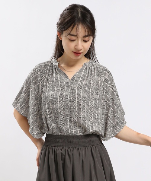 GLOBAL WORK Smile Seed Store（グローバルワーク スマイルシードストア）の「レーヨンスキッパーフレアブラウス/176129（シャツ/ブラウス・レディース・ホワイト系その他3/ホワイト系その他2/ブルー系その他/ホワイト系その他/グレー系その他/ホワイト系その他4/ホワイト系その他5/ブルー系その他2/チェック・SMALL/X-LARGE/LARGE/MEDIUM）」の3枚目の写真