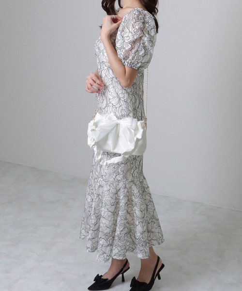 Lace Ladies(レースレディース)の「チェーン付き 2WAY ビッグリボン ギャザー ショルダーバッグ(ショルダーバッグ・レディース・ブラック/ホワイト・FREE)」の6枚目の写真