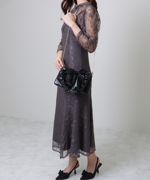 Lace Ladies(レースレディース)の「チェーン付き 2WAY ビッグリボン ギャザー ショルダーバッグ(ショルダーバッグ・レディース・ブラック/ホワイト・FREE)」の11枚目の写真