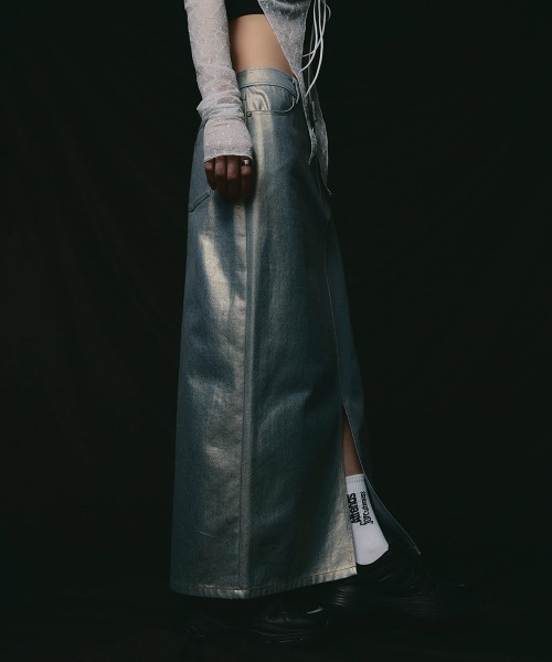 led.tokyo（レッドトウキョウ）の「【led.tokyo】ホイルデニムスカート（デニムスカート・レディース・ブルー・FREE）」の6枚目の写真