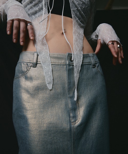 led.tokyo（レッドトウキョウ）の「【led.tokyo】ホイルデニムスカート（デニムスカート・レディース・ブルー・FREE）」の14枚目の写真