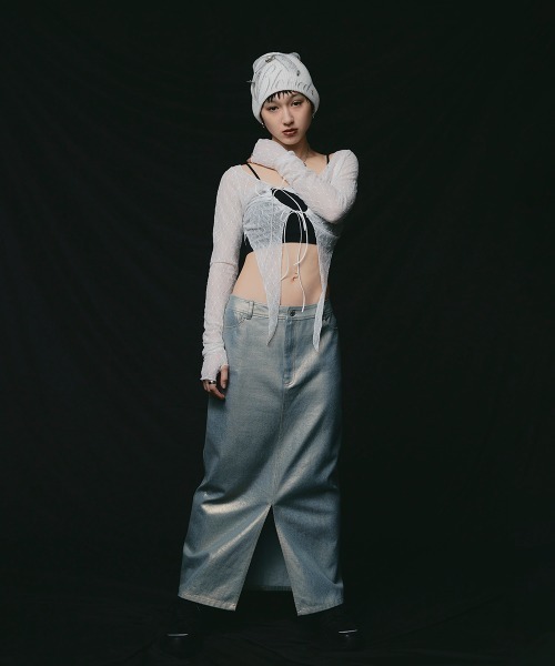 led.tokyo（レッドトウキョウ）の「【led.tokyo】ホイルデニムスカート（デニムスカート・レディース・ブルー・FREE）」の9枚目の写真