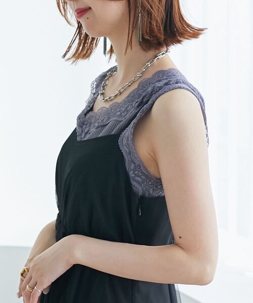 MAJESTIC LEGON（マジェスティックレゴン）の「インナーを隠せるレースリブタンク（タンクトップ・レディース・オフホワイト/チャコールグレー/アイボリー/ライトブルー・MEDIUM）」の12枚目の写真