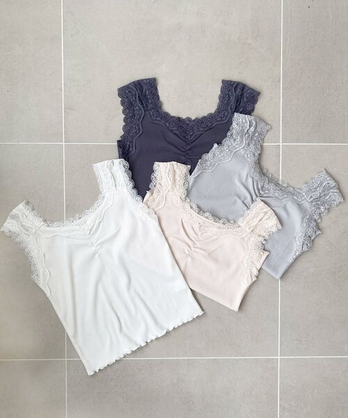 MAJESTIC LEGON（マジェスティックレゴン）の「インナーを隠せるレースリブタンク（タンクトップ・レディース・オフホワイト/チャコールグレー/アイボリー/ライトブルー・MEDIUM）」の14枚目の写真