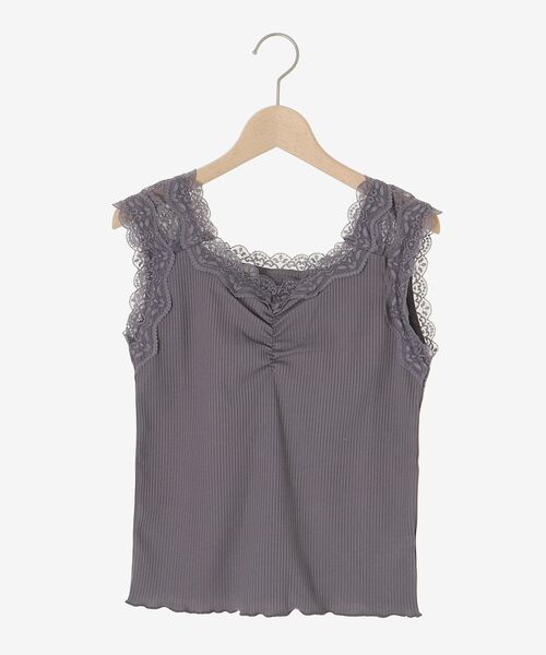 MAJESTIC LEGON（マジェスティックレゴン）の「インナーを隠せるレースリブタンク（タンクトップ・レディース・オフホワイト/チャコールグレー/アイボリー/ライトブルー・MEDIUM）」の18枚目の写真