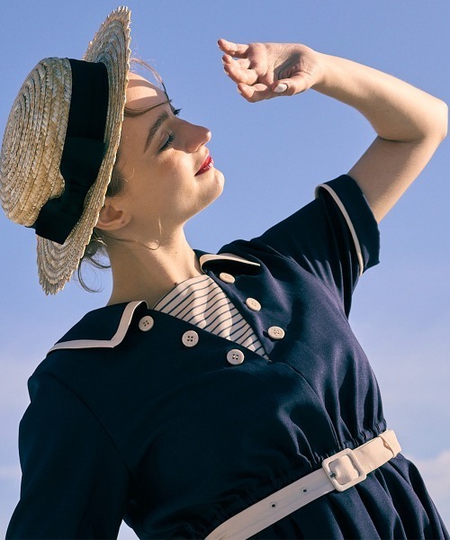 F i.n.t（フィント）の「ダブル釦ボーダーヨークマリンワンピース/fint（ワンピース・レディース・ホワイト×ネイビー/ネイビー×ホワイト・FREE）」の8枚目の写真