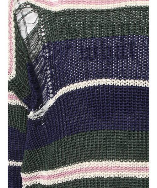 jouetie（ジュエティ）の「マルチスリーブクラッシュボーダーニット（ニット/セーター・レディース・パープル/ネイビー/アイボリー・MEDIUM）」の21枚目の写真