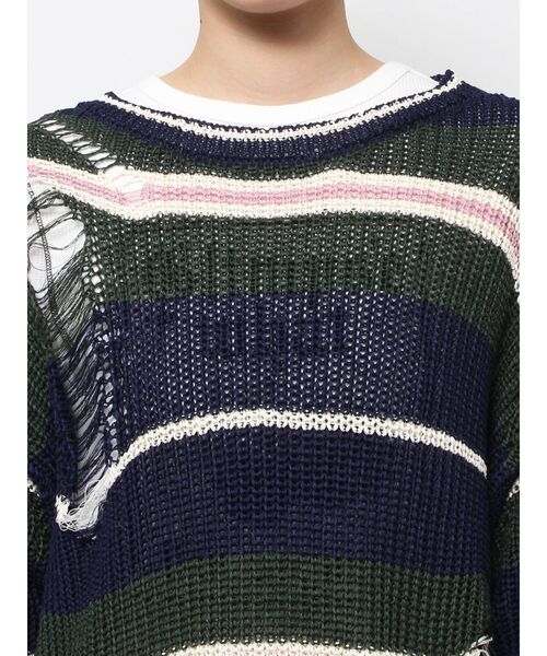 jouetie（ジュエティ）の「マルチスリーブクラッシュボーダーニット（ニット/セーター・レディース・パープル/ネイビー/アイボリー・MEDIUM）」の16枚目の写真