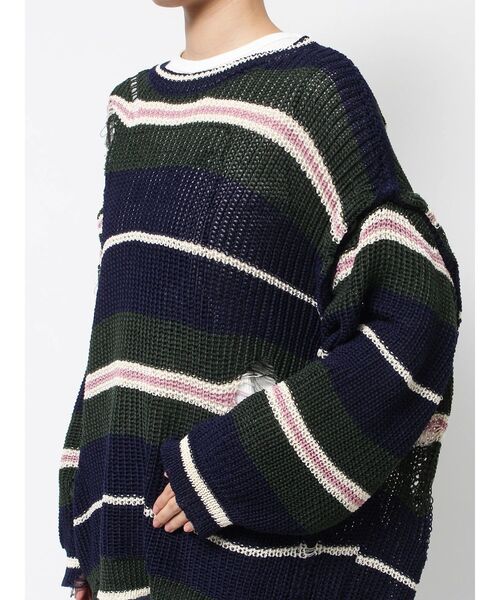 jouetie（ジュエティ）の「マルチスリーブクラッシュボーダーニット（ニット/セーター・レディース・パープル/ネイビー/アイボリー・MEDIUM）」の17枚目の写真