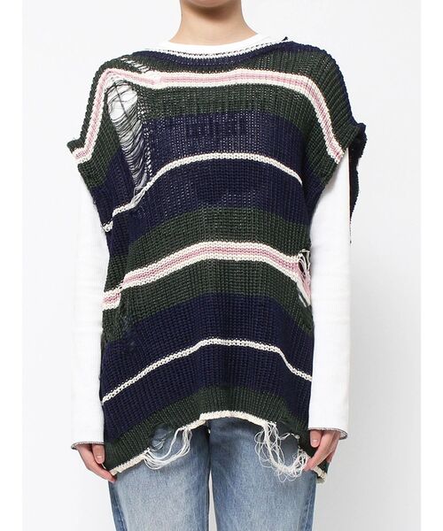 jouetie（ジュエティ）の「マルチスリーブクラッシュボーダーニット（ニット/セーター・レディース・パープル/ネイビー/アイボリー・MEDIUM）」の8枚目の写真