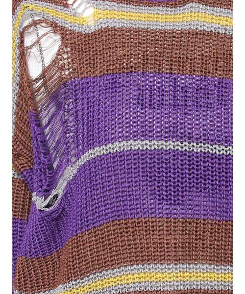 jouetie（ジュエティ）の「マルチスリーブクラッシュボーダーニット（ニット/セーター・レディース・パープル/ネイビー/アイボリー・MEDIUM）」の11枚目の写真